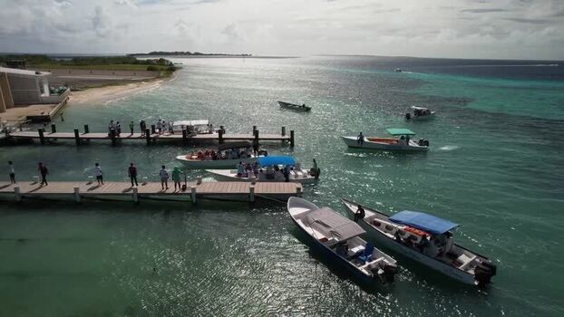 Aerial view of Los Roques archipelago in Venezuela.