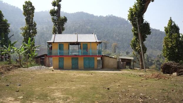 View of a traditional house in a rural landscape Nepal.