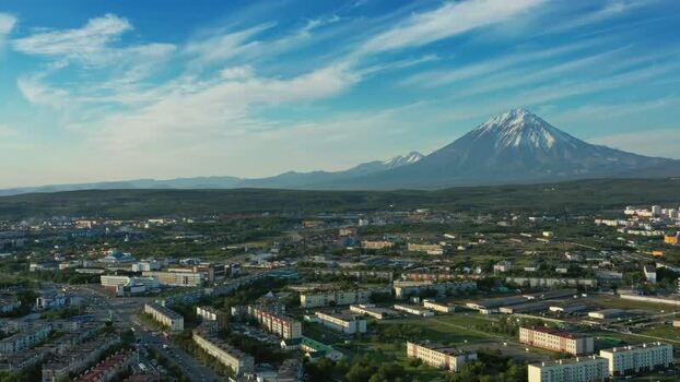 Aerial view of Petropavlovsk Kamchatskiy city Russia.