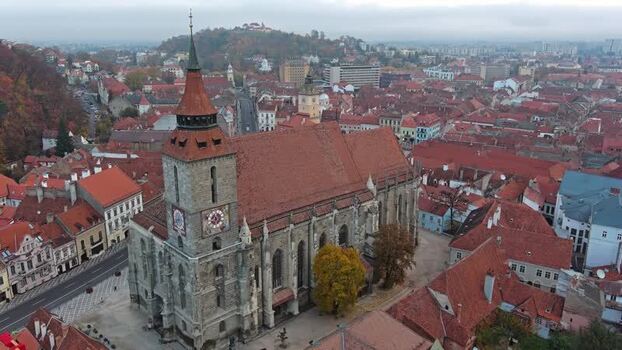 Aerial view of Black Church in Brasov Romania. Aerial view of Black Church in Brasov Romania.