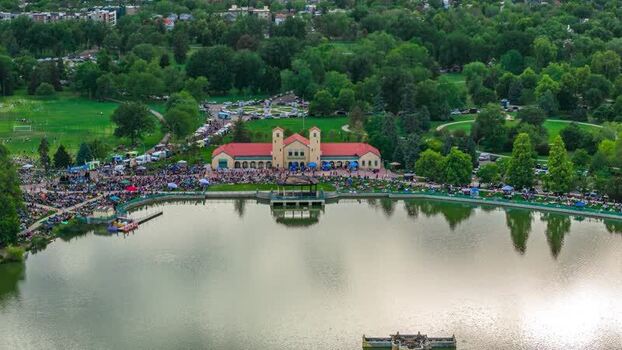 Aerial view of Washington Park Boathouse in Denver United States.