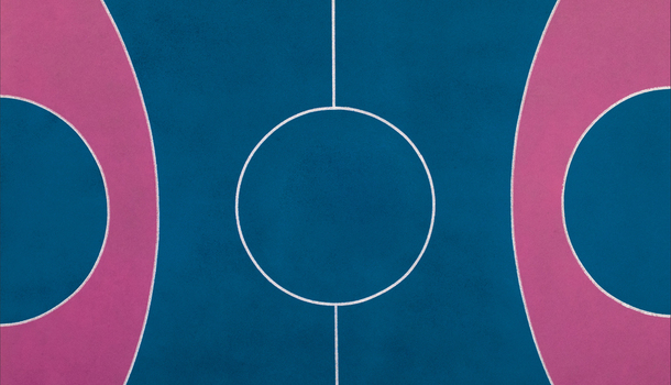 Aerial view of the colorful sports court at Bentworth Open Space in London England United Kingdom. Aerial view of the colorful sports court at Bentworth Open Space in London England United Kingdom.