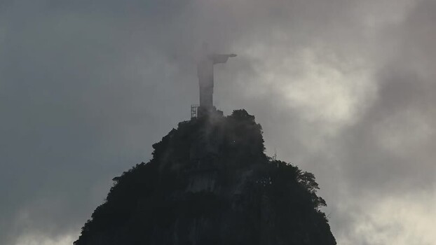 View of Christ the Redeemer statue on Corcovado mountain Brazil.