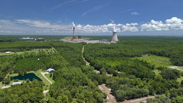 Aerial view of Seminole Electric power plant United States.