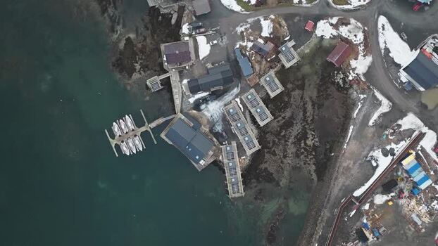 Aerial view of boats near buildings Norway.
