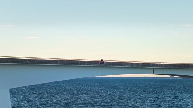 Aerial view of the Zeeland Bridge in the Netherlands.