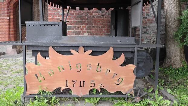 View of the Konigsberg historical sign in Kaliningrad Russia.