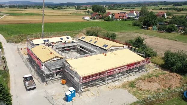 Aerial view of the construction site in Igelsdorf Germany.