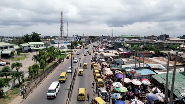 Aerial view of Ojodu Berger street in Lagos Nigeria. Aerial view of Ojodu Berger street in Lagos Nigeria.
