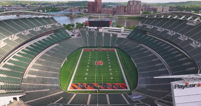 Aerial view of Paycor Stadium in Cincinnati United States.