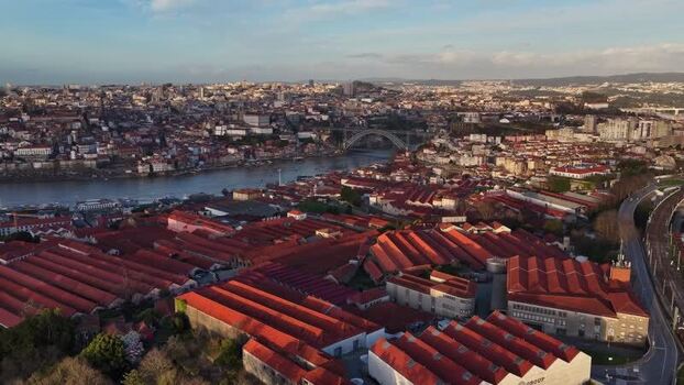 Aerial view of Dom Lu&iacute;s I Bridge Portugal.