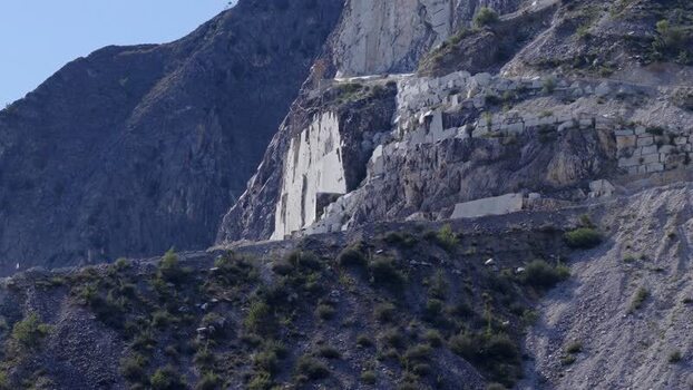 Aerial view of marble quarries in Colonnata Italy. Aerial view of marble quarries in Colonnata Italy.