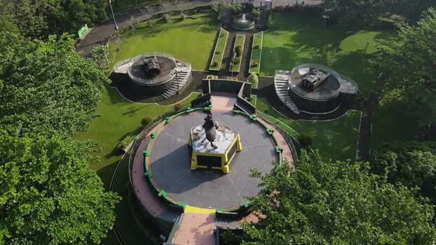 Aerial view of General Sudirman Museum and tanks Indonesia.