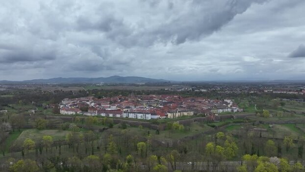 Aerial view of Neuf Brisach France.