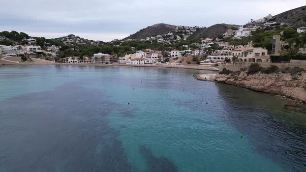 Aerial view of Moraira coastline in Spain.