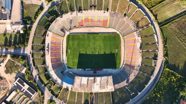 Aerial view of Stadio del Conero in Ancona Italy.