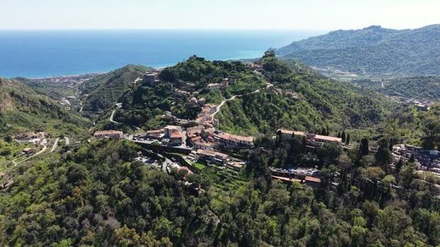 Aerial view of the hilltop village of Savoca Italy. Aerial view of the hilltop village of Savoca Italy.