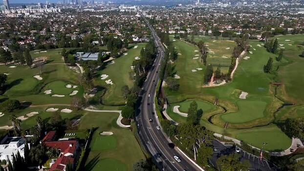 Aerial view of Wilshire Country Club in Los Angeles United States. Aerial view of Wilshire Country Club in Los Angeles United States.
