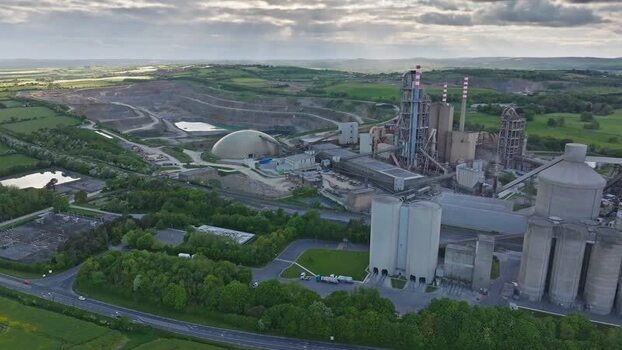 Aerial view of Irish Cement Ltd factory Ireland.