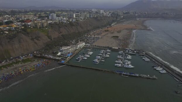 Aerial view of Circuito de Playas marina in Barranco Peru. Aerial view of Circuito de Playas marina in Barranco Peru.