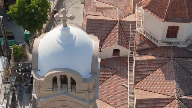 Aerial view of church dome in Nicosia Cyprus.