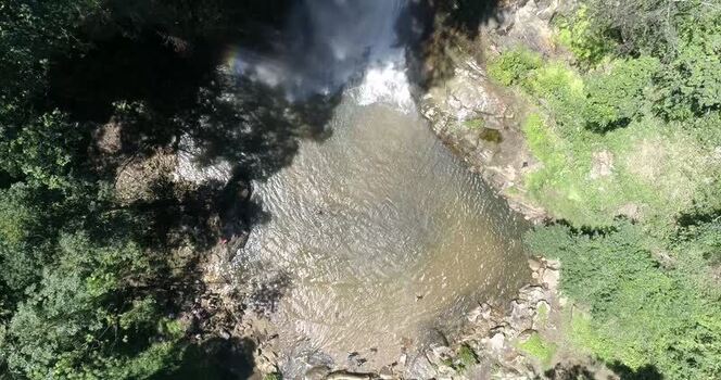 Aerial view of waterfall in tropical forest Venezuela.