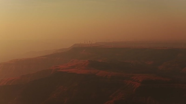 Aerial view of wind turbines in Sahyadri Mountains India. Aerial view of wind turbines in Sahyadri Mountains India.