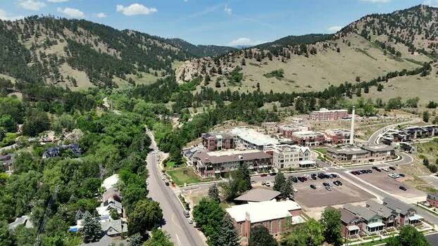 Aerial view of buildings and foothills in Boulder United States. Aerial view of buildings and foothills in Boulder United States.