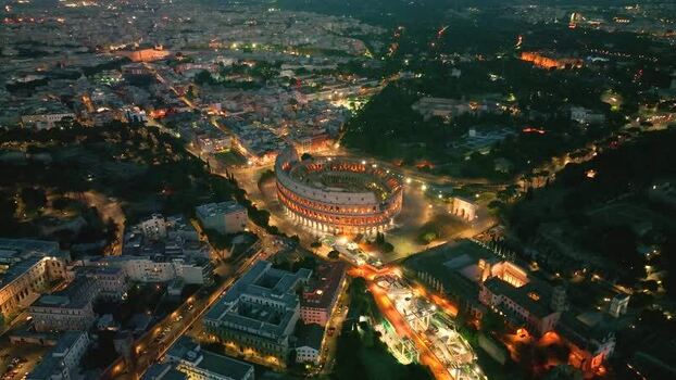 Aerial view of Colosseum and Arch of Constantine Italy. Aerial view of Colosseum and Arch of Constantine Italy.