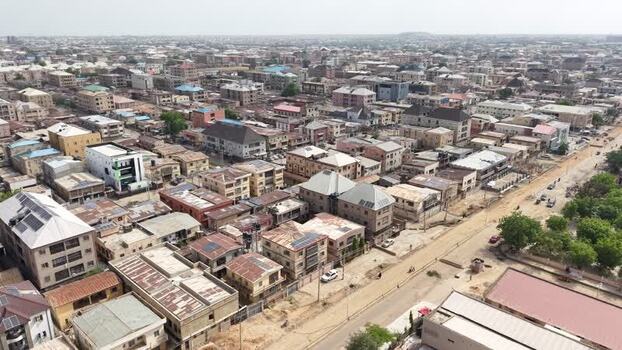 Aerial view of the urban landscape and rooftops in Kano Nigeria. Aerial view of the urban landscape and rooftops in Kano Nigeria.