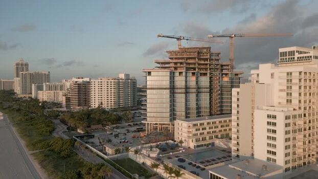 Aerial view of construction site in Miami Beach United States.