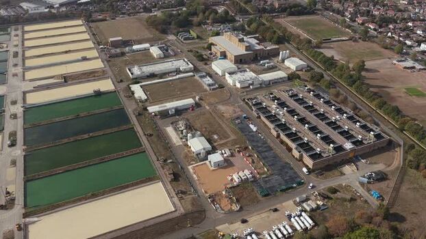 Aerial view of Ashford Common Water Treatment Works United Kingdom.