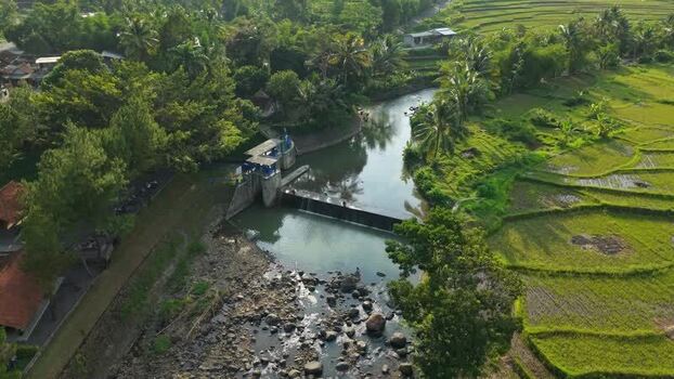 Aerial view of Tangsi River Water Gate Indonesia. Aerial view of Tangsi River Water Gate Indonesia.