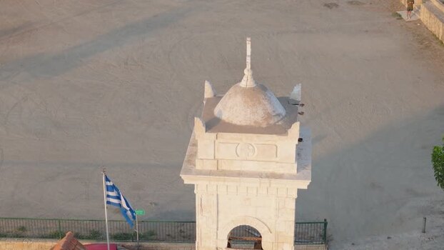 Aerial view of church bell tower in Nicosia Cyprus.