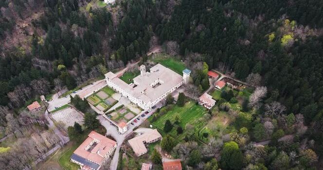 Aerial view of Vallombrosa Abbey and the surrounding forest Italy. Aerial view of Vallombrosa Abbey and the surrounding forest Italy.
