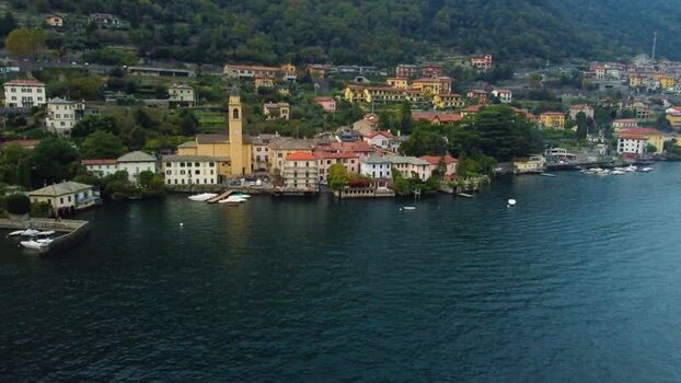 Aerial view of Lake Como and historic village in Lombardy Italy. Aerial view of Lake Como and historic village in Lombardy Italy.