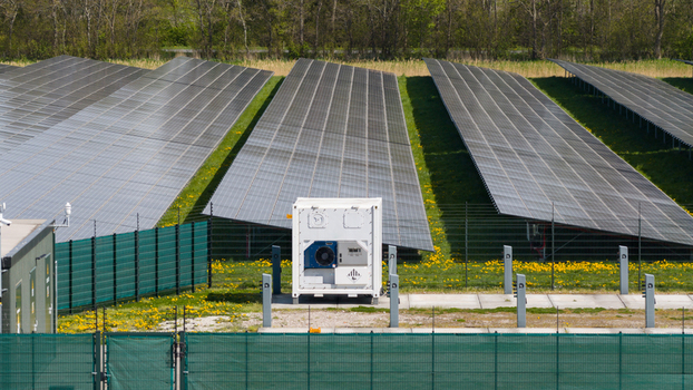 Aerial View of Battery Storage at Solar Park