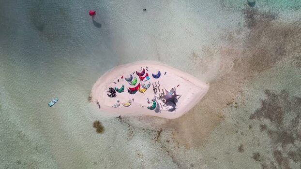 Aerial view of Los Roques archipelago in Venezuela.