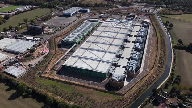Aerial view of Google Data Centre in Waltham Cross United Kingdom.
