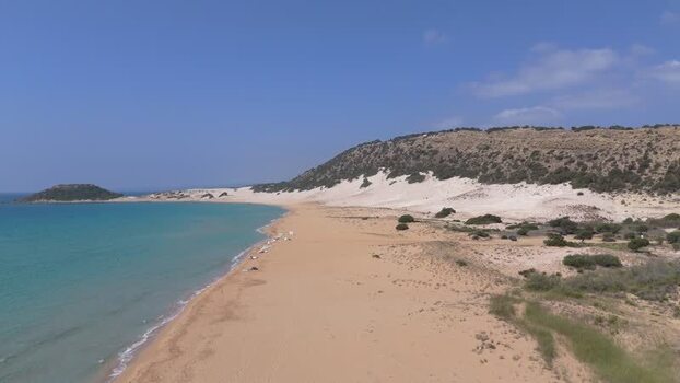 Aerial view of Golden Beach in Famagusta Northern Cyprus.
