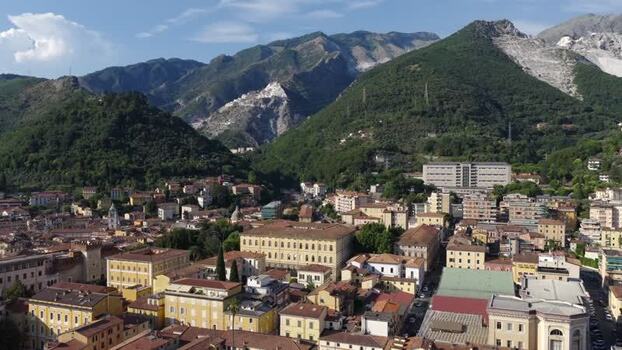 Aerial view of Carrara and its marble quarries Italy. Aerial view of Carrara and its marble quarries Italy.