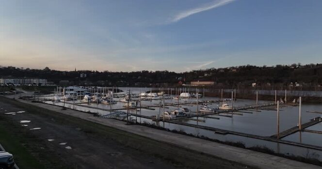 Aerial view of boats at marina United States. Aerial view of boats at marina United States.