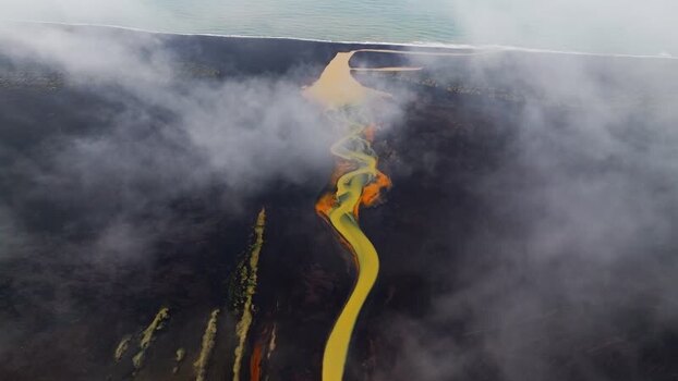 Aerial view of glacial river in Jokulsarlon Iceland.