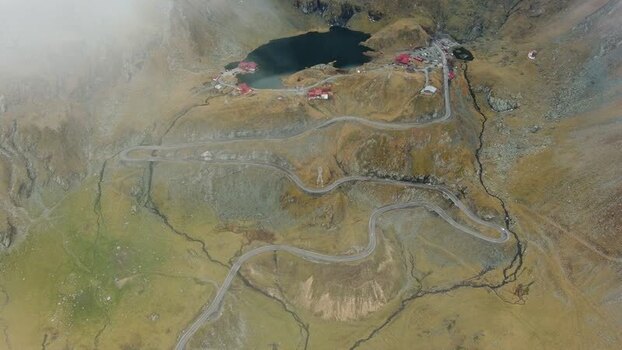 Aerial view of Transfagarasan road in Romania. Aerial view of Transfagarasan road in Romania.