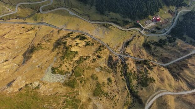 Aerial view of Transfagarasan road in the mountains Romania. Aerial view of Transfagarasan road in the mountains Romania.