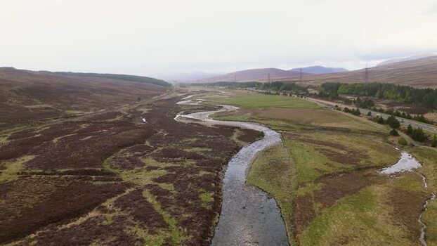 Aerial view of the River Findhorn in the Highlands United Kingdom. Aerial view of the River Findhorn in the Highlands United Kingdom.