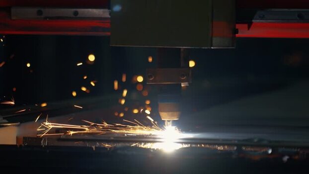 View of a CNC laser cutting machine working on metal Bangladesh.