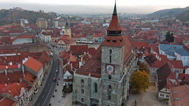 Aerial view of Black Church in Brasov Romania. Aerial view of Black Church in Brasov Romania.