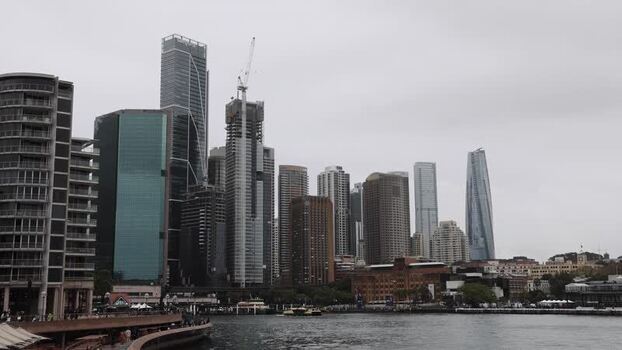 View of Sydney skyline from the harbour Australia.