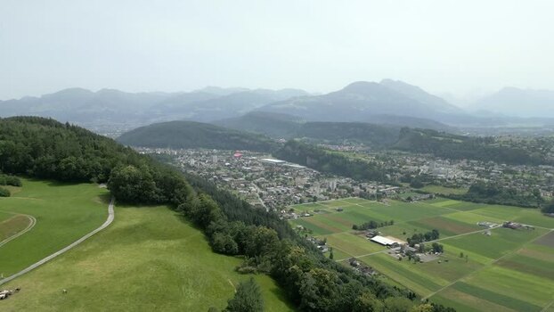 Aerial view of the landscape in Liechtenstein.